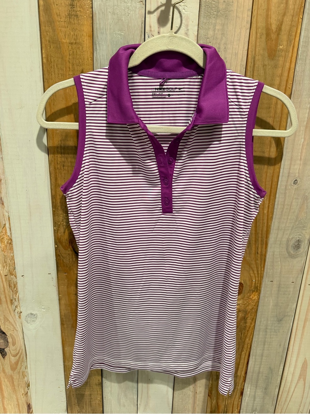 Nike Golf Sleeveless Striped Polo Tank - Purple & White size M